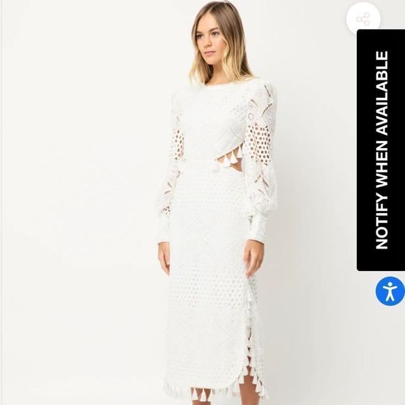 Elliatt White Lace Midi Dress size M - Picture 3 of 3